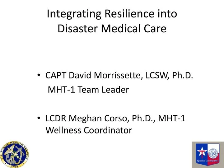 integrating resilience into disaster medical care