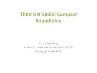 Third UN Global Compact Roundtable