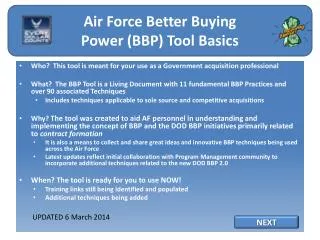 AF BBP Tool Basics