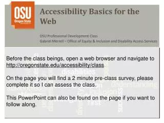 Accessibility Basics for the Web