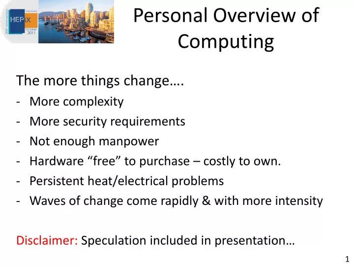 personal overview of computing