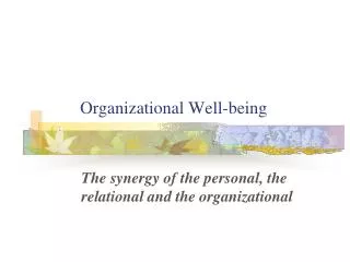 Organizational Well-being