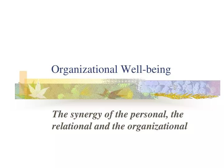 organizational well being
