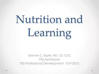 Nutrition and Learning