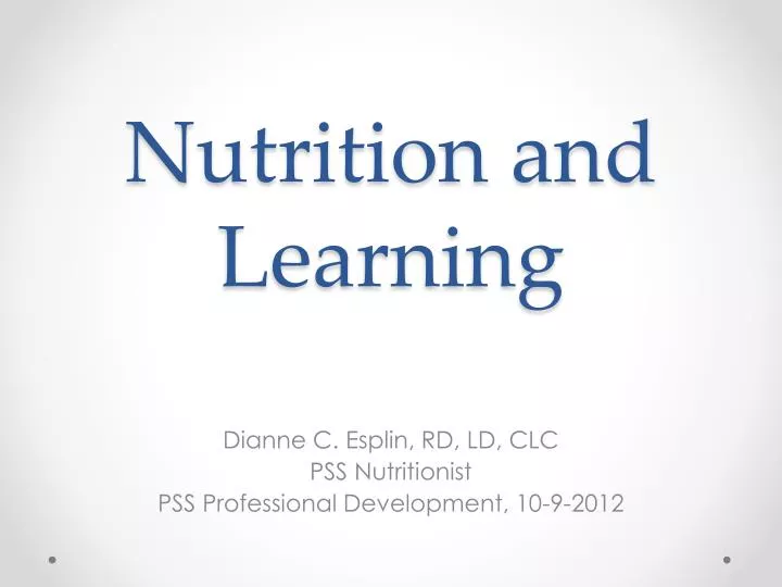 nutrition and learning