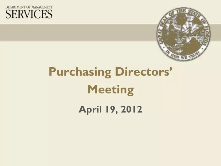 purchasing directors meeting april 19 2012