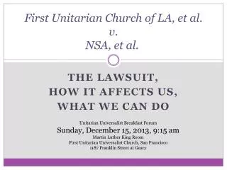First  Unitarian Church of  LA, et al. v. NSA, et al.