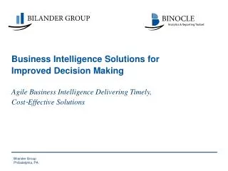 Business Intelligence Solutions for Improved Decision Making