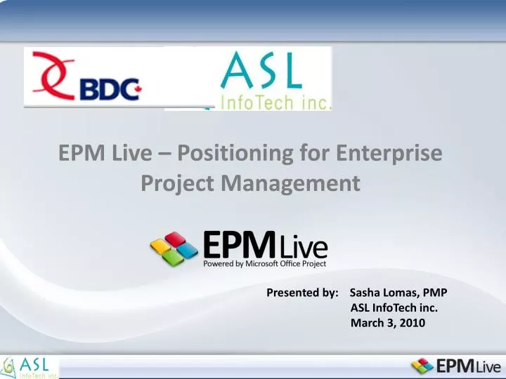 epm live positioning for enterprise project management