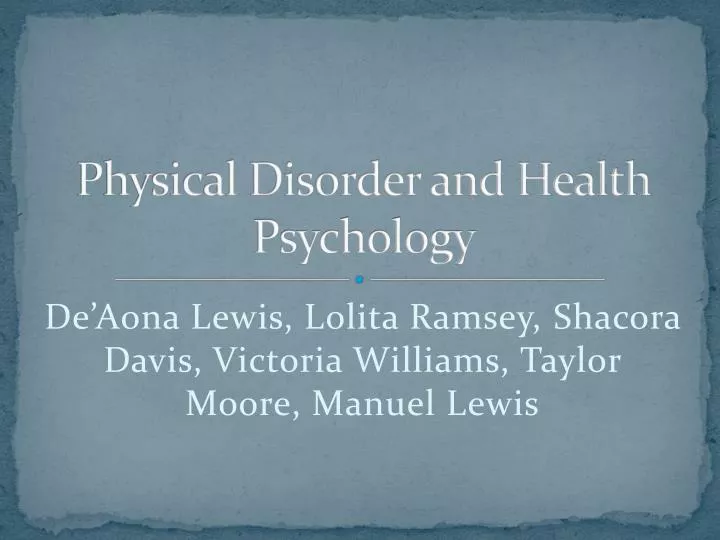 physical disorder and health psychology