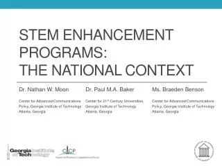STEM Enhancement Programs: The National Context