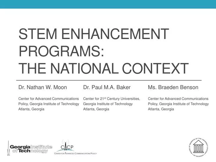 stem enhancement programs the national context