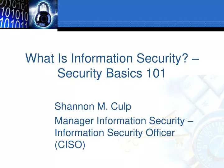 what is information security security basics 101