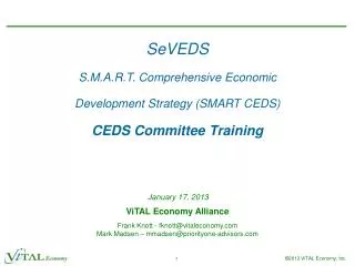 SeVEDS S.M.A.R.T. Comprehensive Economic Development Strategy (SMART CEDS) CEDS Committee Training