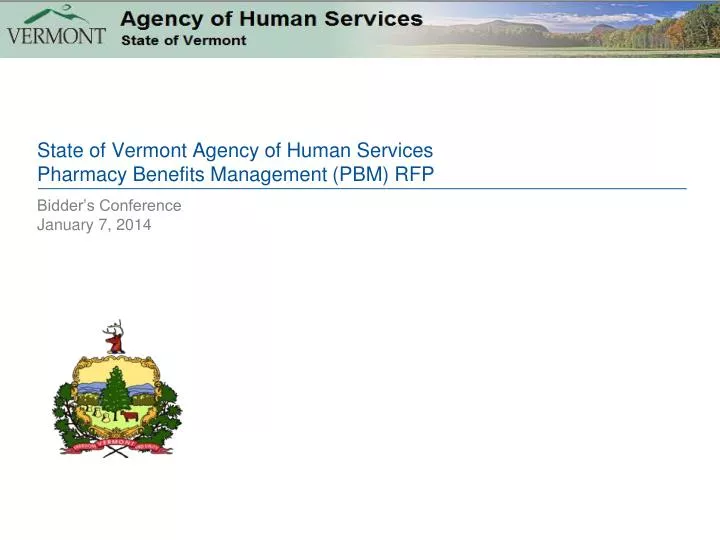 state of vermont agency of human services pharmacy benefits management pbm rfp