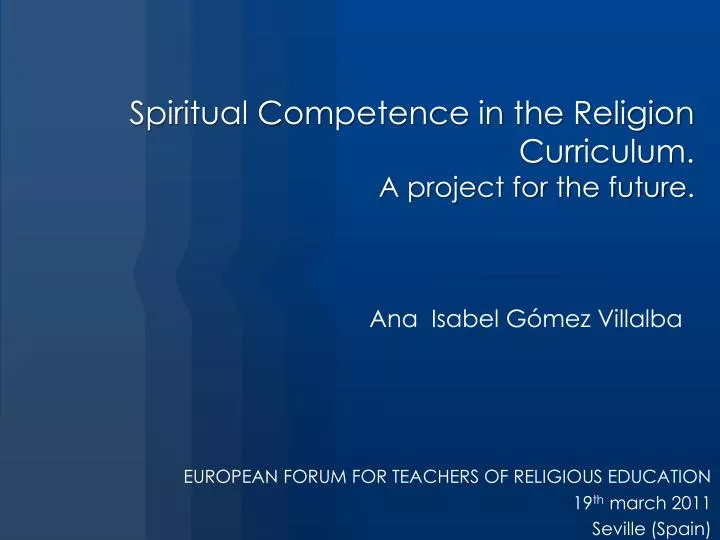 spiritual competence in the religion curriculum a project for the future