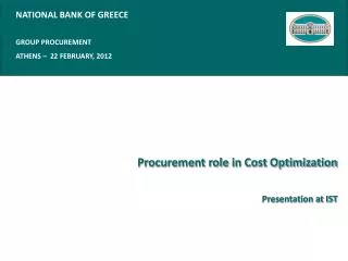 Procurement role in Cost Optimization Presentation at IST