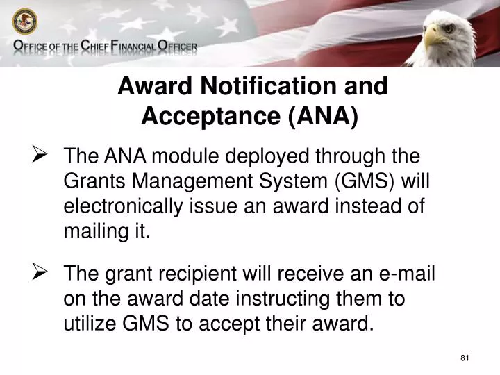 award notification and acceptance ana