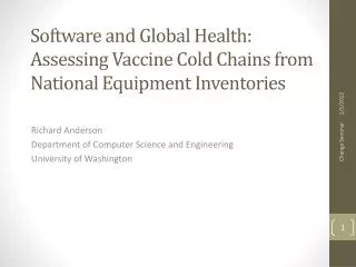 Software and Global Health: Assessing Vaccine Cold Chains from National Equipment Inventories