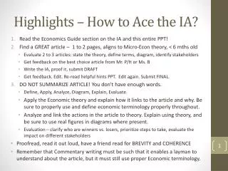 Highlights – How to Ace the IA?