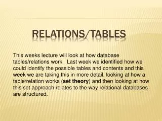 Relations/Tables