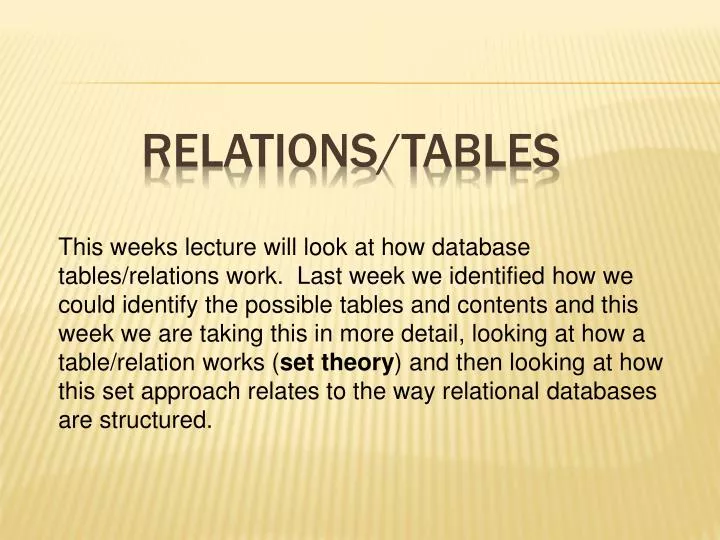 relations tables