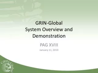 GRIN-Global System Overview and Demonstration