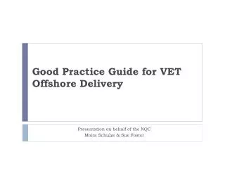 Good Practice Guide for VET Offshore Delivery