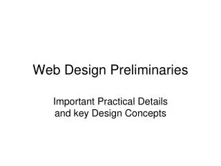 Web Design Preliminaries
