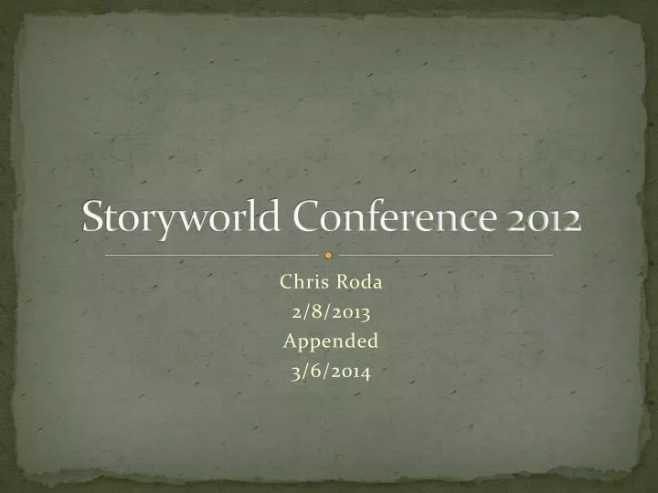 storyworld conference 2012