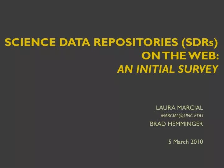 science data repositories sdrs on the web an initial survey