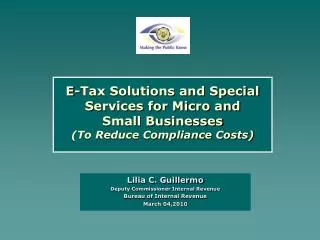 E-Tax Solutions and Special Services for Micro and Small Businesses (To Reduce Compliance Costs)