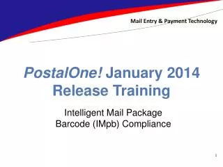 PostalOne! January 2014 Release Training