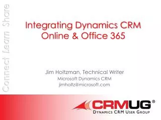 Integrating Dynamics CRM Online &amp; Office 365