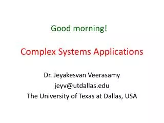 Complex Systems Applications