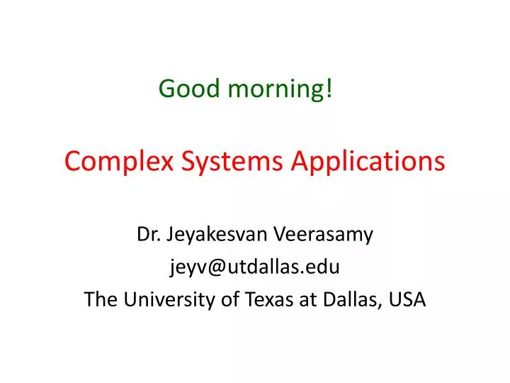 complex systems applications
