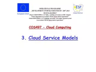 COS497 - Cloud Computing 3. Cloud Service Models