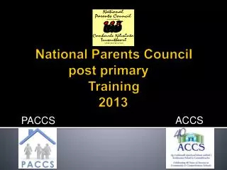 National Parents Council post primary	 Training 2013