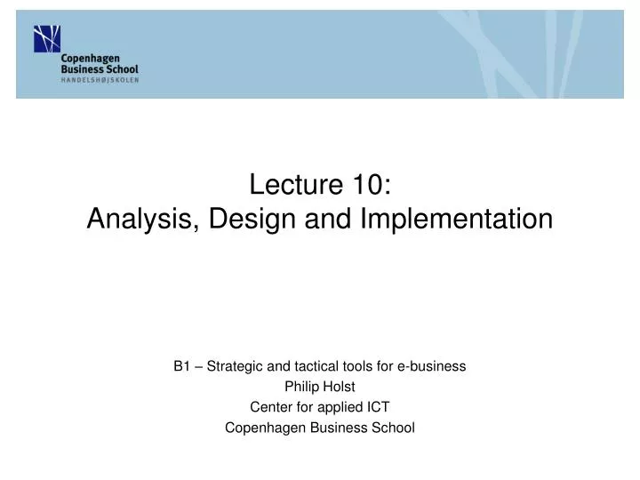 lecture 10 analysis design and implementation