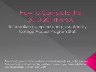 how to complete the 2010 2011fafsa