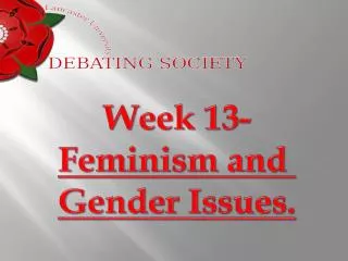 Week 13- Feminism and Gender Issues.
