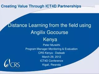 Distance Learning from the field using Angilix Gocourse Kenya