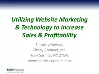 Utilizing Website Marketing &amp; Technology to Increase Sales &amp; Profitability