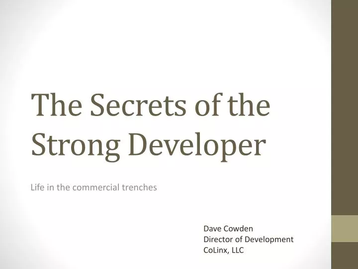 the secrets of the strong developer