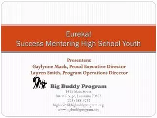 Eureka! Success Mentoring High School Youth