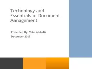 Technology and Essentials of Document Management