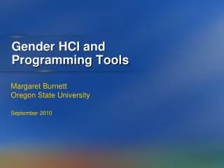 Gender HCI and Programming Tools