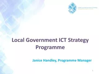 Local Government ICT Strategy Programme Janice Handley, Programme Manager