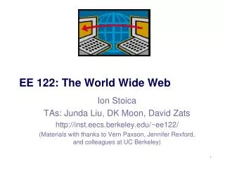 EE 122: The World Wide Web