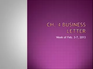 Ch. 4 Business Letter